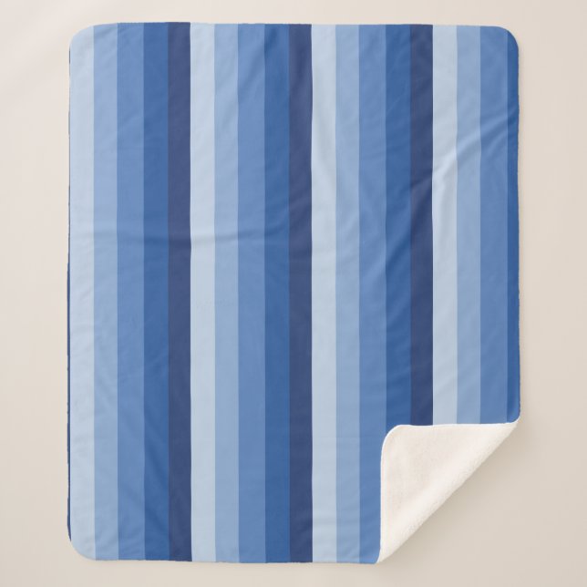 Manta Sherpa Rayas ómbre en tonos azules (Anverso)