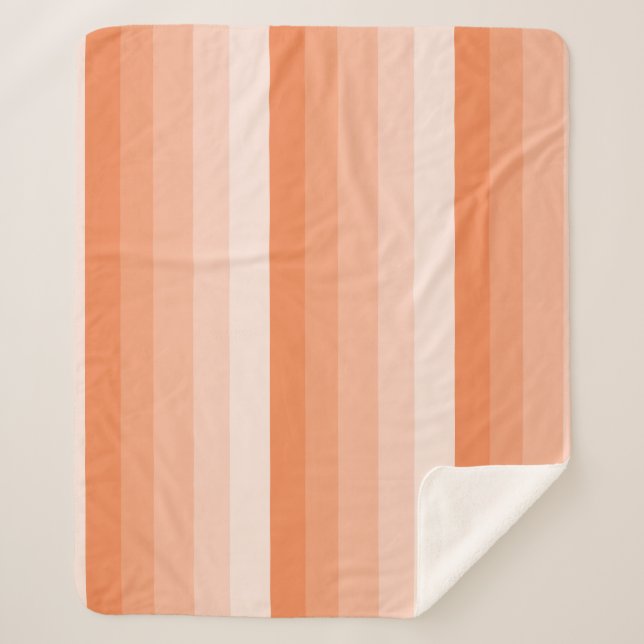 Manta Sherpa Rayas ómbre en tonos naranjas (Anverso)