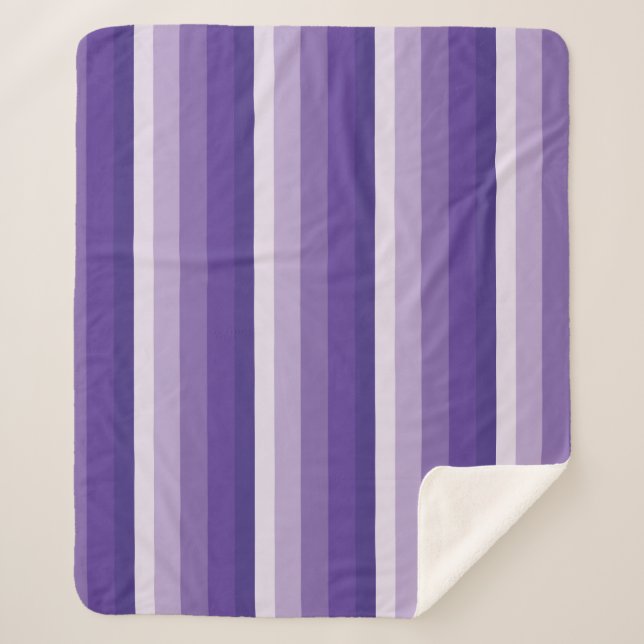 Manta Sherpa Rayas ómbre en tonos violetas (Anverso)