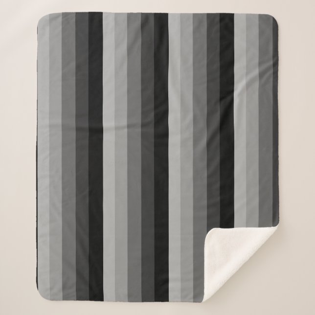 Manta Sherpa Rayas ómbricas en tonos grises (Anverso)