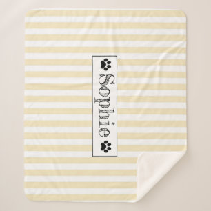 Manta Sherpa Rayas Pastel Amarillo Gato Perro Personalizado Mas