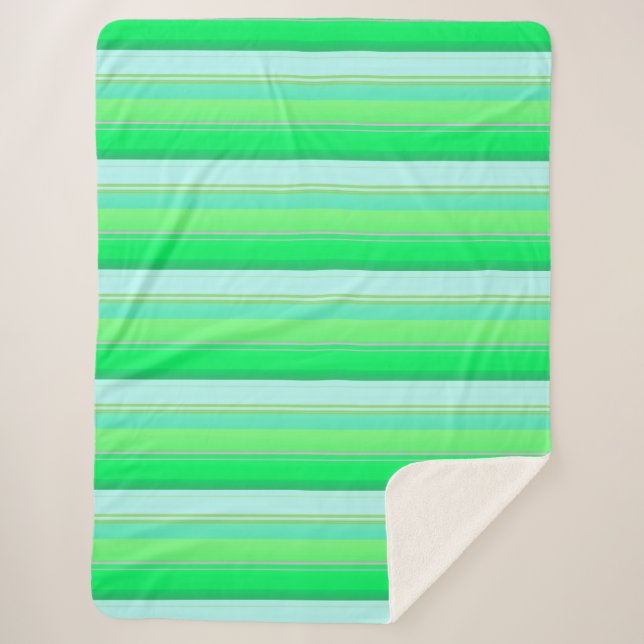 Manta Sherpa Rayas verdes de agua dulce (Anverso)