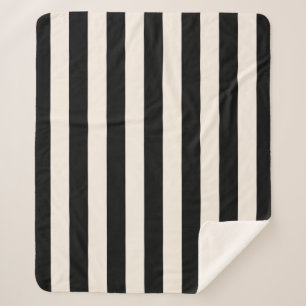 Manta Sherpa Rayas verticales Black And Cream White Striks