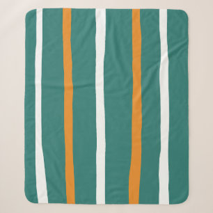 Manta Sherpa Rayas Verticales Minimalistas Verde Turquesa y Nar