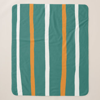 Manta Sherpa Rayas Verticales Minimalistas Verde Turquesa y Nar