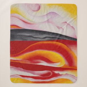 Manta Sherpa Rayo rojo, amarillo y negro   Georgia O'Keeffe  