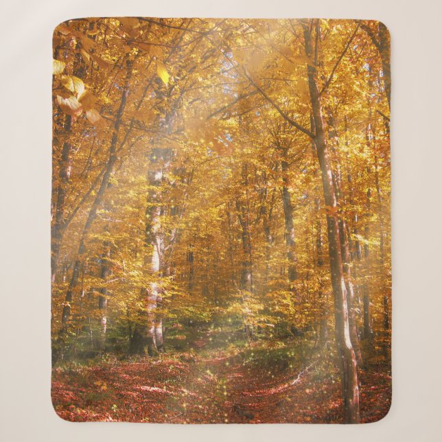Manta Sherpa Rays de oro del bosque de otoño Sherpa Blanket (Anverso)