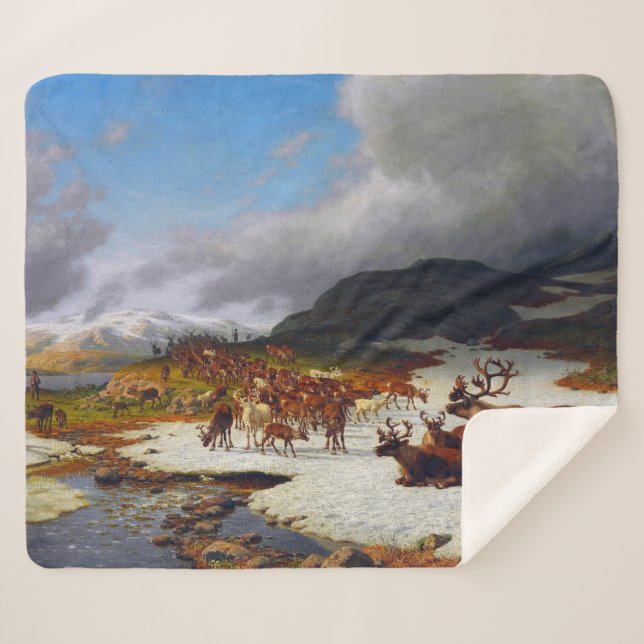 Manta Sherpa Rebaño de renos en las montañas al norte de Røros (Anverso (horizontal))