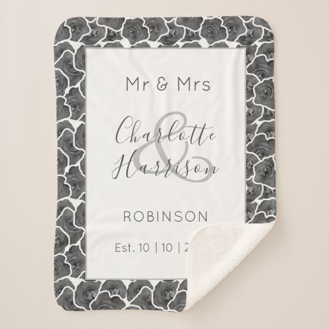 Manta Sherpa Recién casados Sr. y Sra. Boda Personalizada Regal (Anverso)