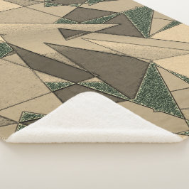 Manta Sherpa Recorte triangular beige sobre el "fondo verde osc