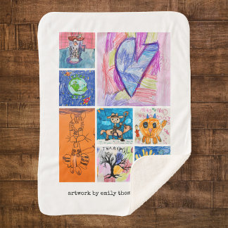 Manta Sherpa Recuerdo de arte personalizado de 8 fotos para niñ