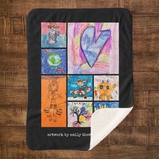 Manta Sherpa Recuerdo de arte personalizado de 8 fotos para niñ