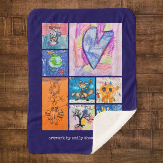 Manta Sherpa Recuerdo de arte personalizado de 8 fotos para niñ