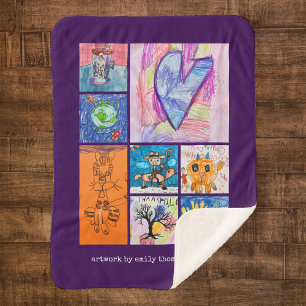 Manta Sherpa Recuerdo de arte personalizado de 8 fotos para niñ