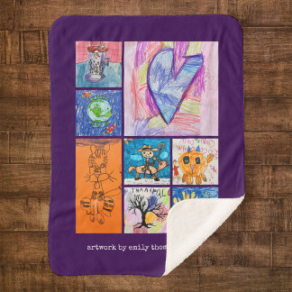 Manta Sherpa Recuerdo de arte personalizado de 8 fotos para niñ