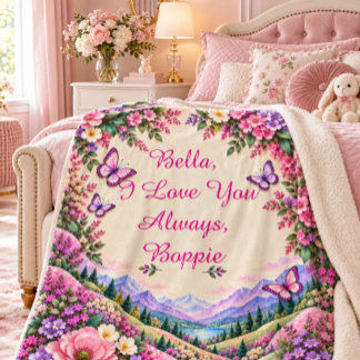 Manta Sherpa Recuerdo personalizado de mariposa floral para niñ