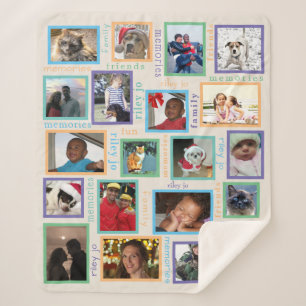 Manta Sherpa Recuerdos Colorful 20 Collage de fotos personaliza