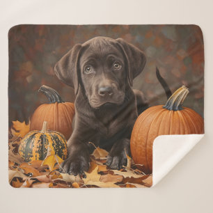 Manta Sherpa Recuperación de Labrador de Chocolate en otoño