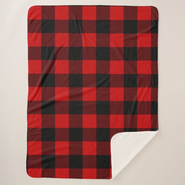 Manta Sherpa Red and Black Buffalo Plaid Sherpa Blanket (Anverso)
