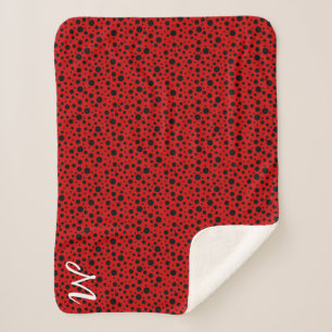 Manta Sherpa Red and black polka dots funny ladybug