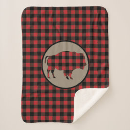 Manta Sherpa Red Black Buffalo Plaid Bison