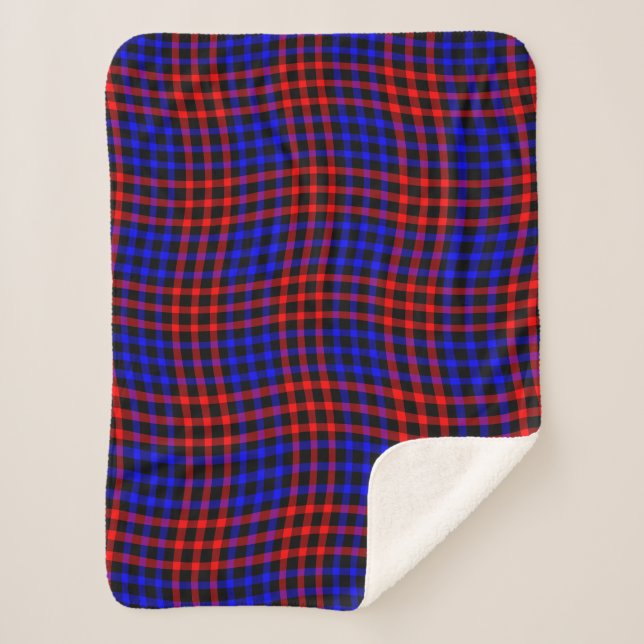 Manta Sherpa Red Blue Plaid Checker Seamless Pattern (Anverso)