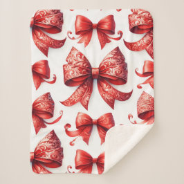 Manta Sherpa Red Christmas Bows