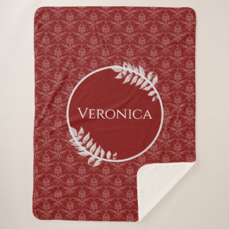 Manta Sherpa Red Elegent Damask Personalized Sherpa Blanket
