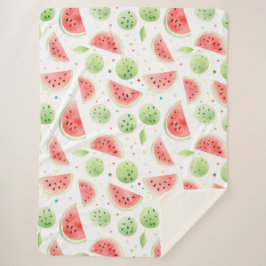 Manta Sherpa Red Green White Watermelons Birthday