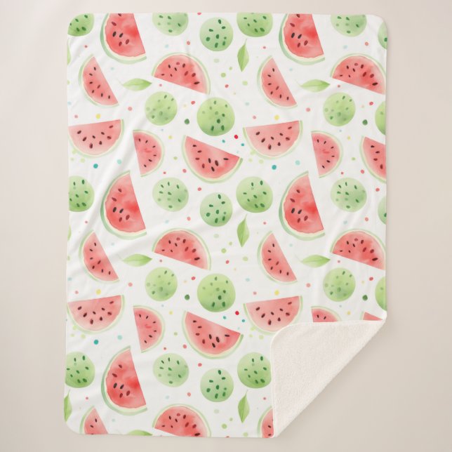 Manta Sherpa Red Green White Watermelons Birthday (Anverso)