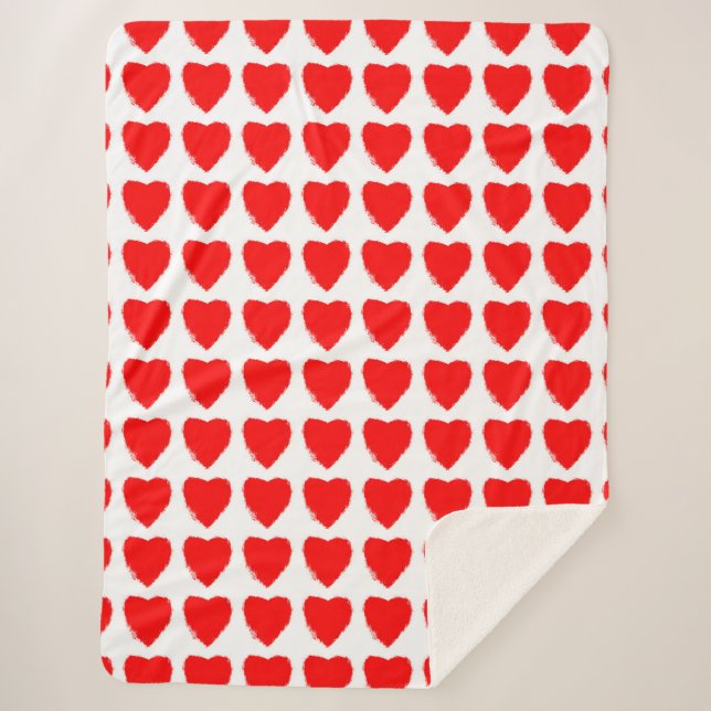 Manta Sherpa Red Hearts Seamless Pattern (Anverso)
