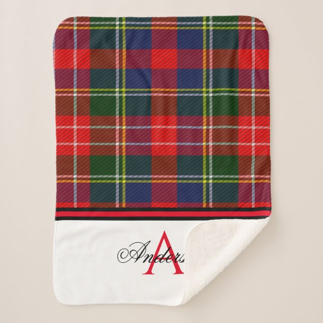 Manta Sherpa Red Plaid Personalizado (Anverso)