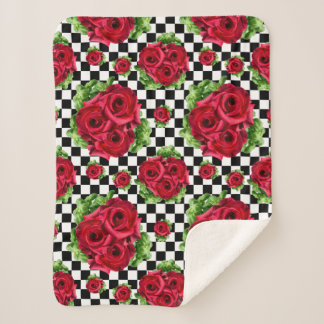 Manta Sherpa Red Rose Rockabilly Check