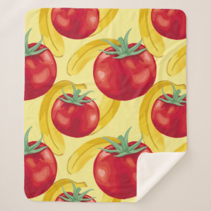 Manta Sherpa Red tomato and fruits seamless pattern designabstr