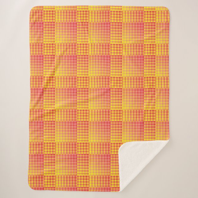 Manta Sherpa Red Yellow Checker Abstract Pattern (Anverso)