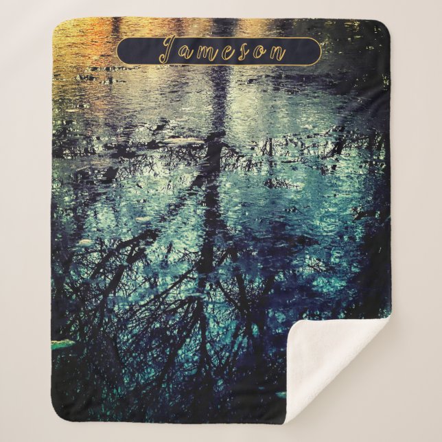 Manta Sherpa Reflexiones de árbol de primavera personalizadas (Anverso)