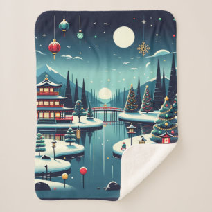 Manta Sherpa Reflexiones de Yuletide en la Bolsa de Tote Orient