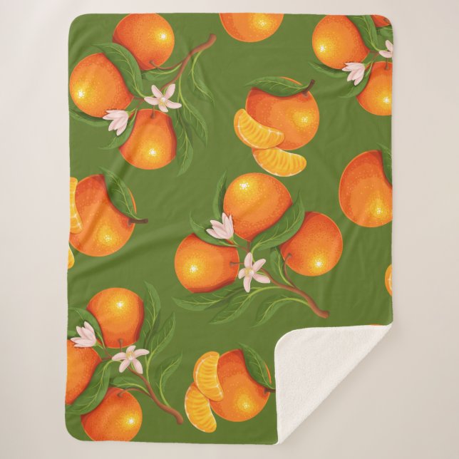 Manta Sherpa Refrescamiento del patrón de Naranjas grandes (Anverso)