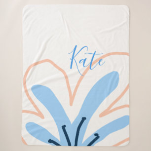 Manta Sherpa Regalo boho retro de flor pastel naranja azul con 