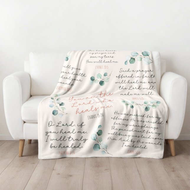 Manta Sherpa Regalo Cristiano I Lg Sopesario De Escrituras Cura (Cozy eucalyptus healing scripture large prayer shawl blanket, God's Word by His stripes I am healed )