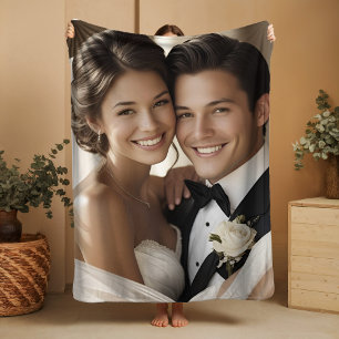 Manta Sherpa Regalo de aniversario Sherpa Blanket Boda Foto Esp