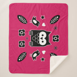 Manta Sherpa Regalo de arte popular de búho escandinavo