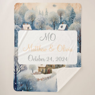 Manta Sherpa Regalo de Boda de escenas de Winter Village