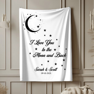 Manta Sherpa Regalo de boda personalizado, a la luna y de vuelt