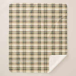 Manta Sherpa Regalo de Cuadros Escoceses Beige Marrón Verde par