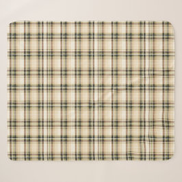 Manta Sherpa Regalo de Cuadros Escoceses Beige Marrón Verde par