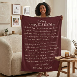 Manta Sherpa Regalo de cumpleaños 18 para nieta, personalizado
