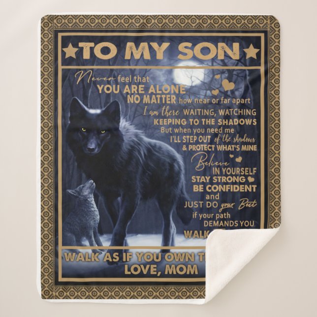 Manta Sherpa Regalo De Cumpleaños De Mi Hijo, Hijo (Anverso)