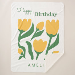 Manta Sherpa Regalo de Cumpleaños Floral con Nombre Personaliza