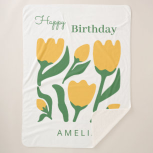 Manta Sherpa Regalo de Cumpleaños Floral con Nombre Personaliza